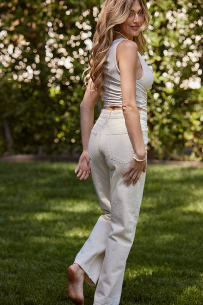 Angelica Rib Top - Antique White