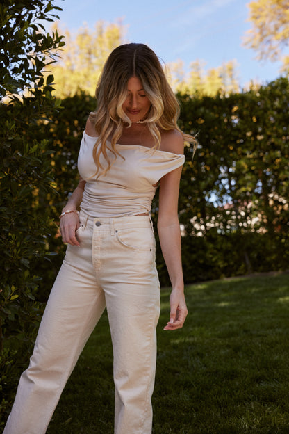 Angelica Rib Top - Antique White