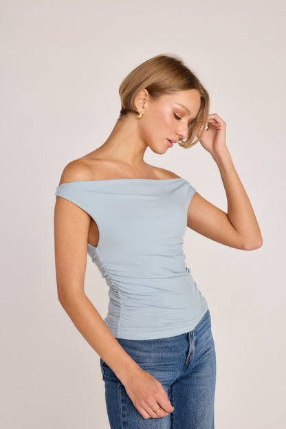 Angelica Rib Top - Pastel Blue