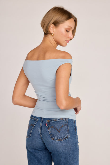 Angelica Rib Top - Pastel Blue