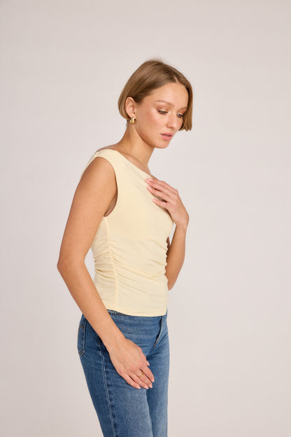 Angelica Rib Top - Pastel Yellow