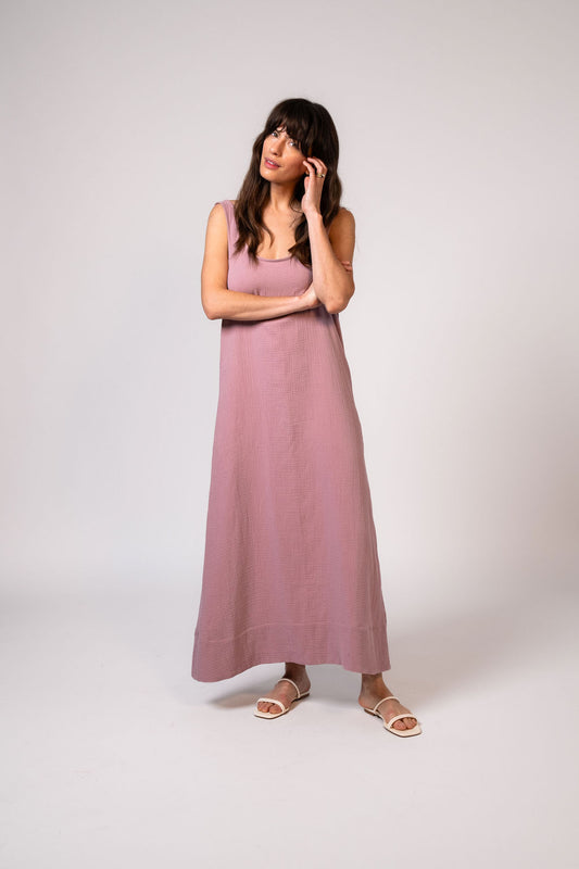 Jasmine Cotton Maxi Dress - Mauve