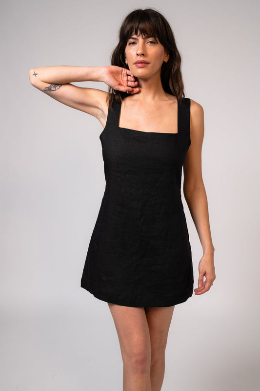 Dahlia Linen Dress - Black
