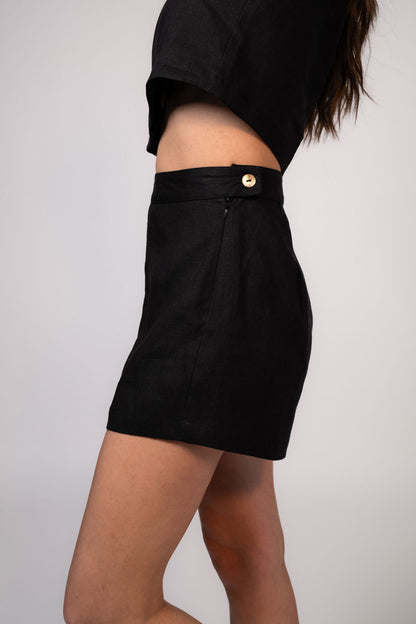 Dahlia Linen Shorts - Black