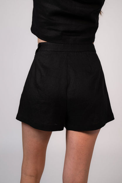 Dahlia Linen Shorts - Black