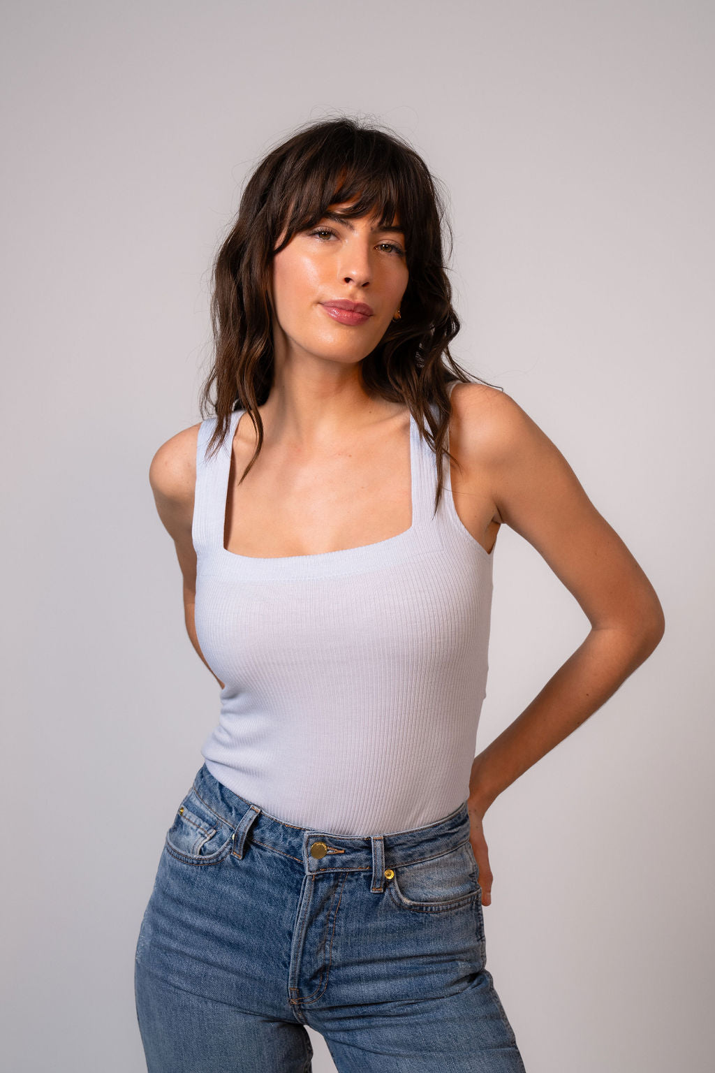 Emilia Rib Tank Top - Baby Blue