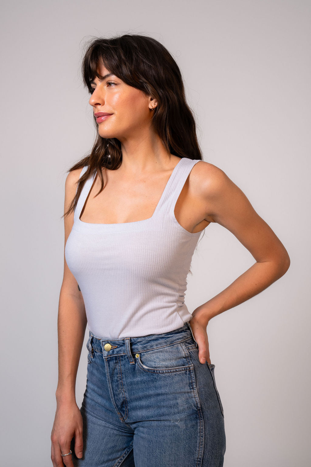 Emilia Rib Tank Top - Baby Blue