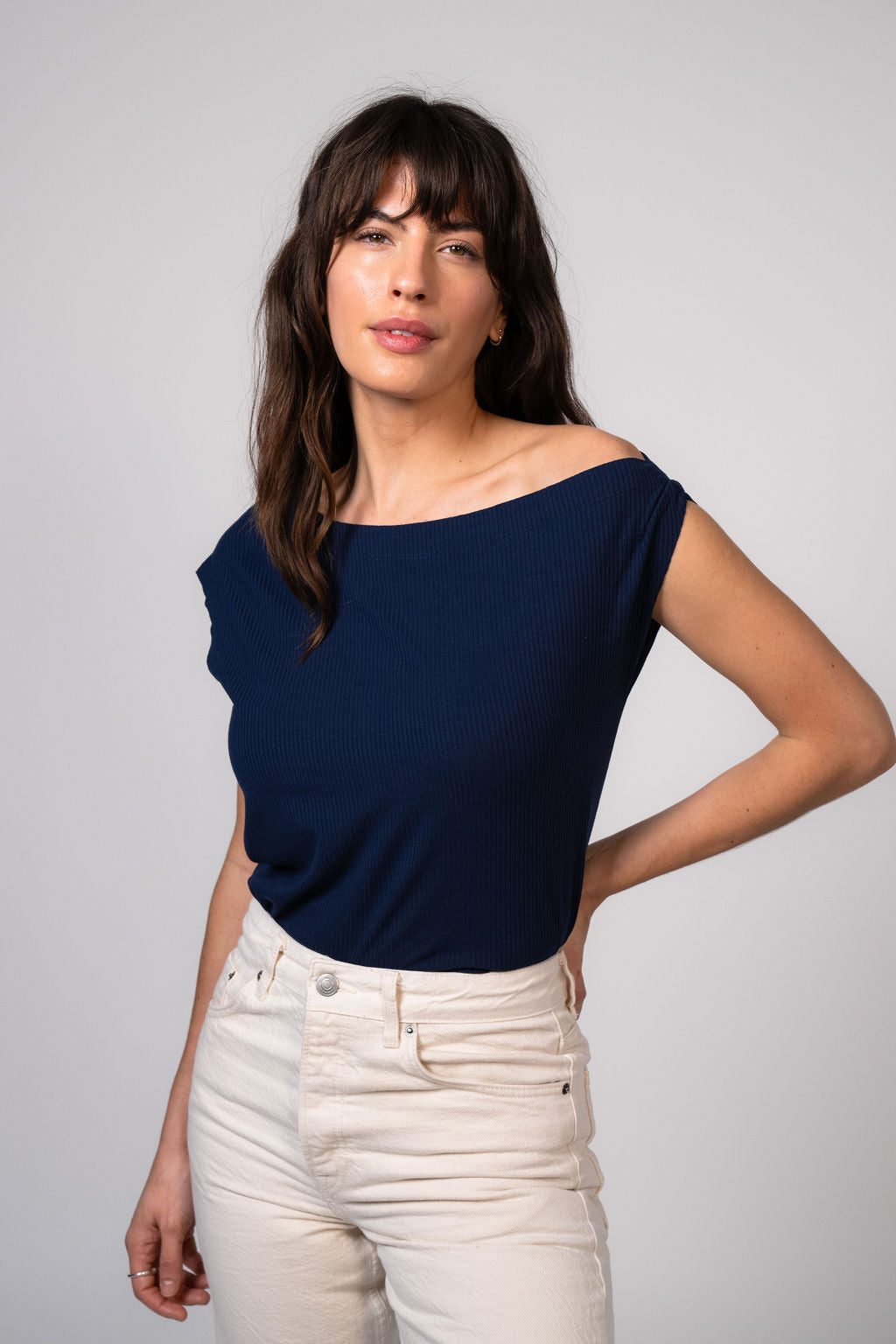 Drop Shoulder Top - Navy