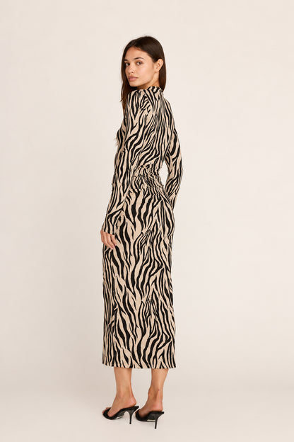 Violette Midi Dress - Zebra Print