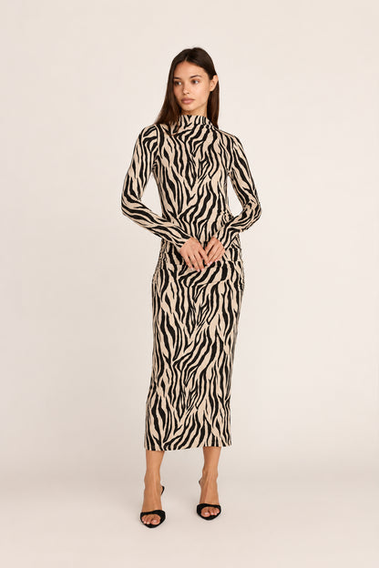 Violette Midi Dress - Zebra Print