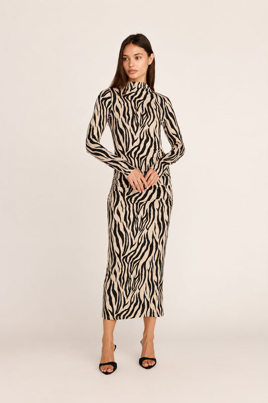 Violette Midi Dress - Zebra Print
