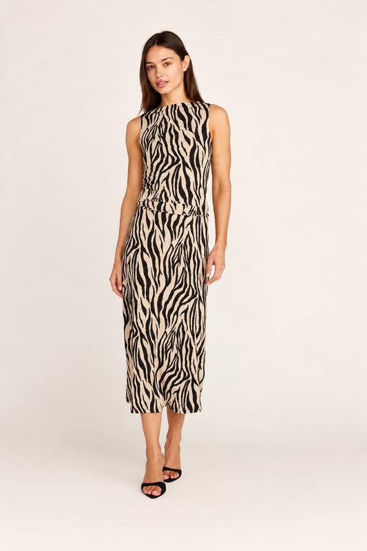 Emma Midi Skirt - Zebra Print