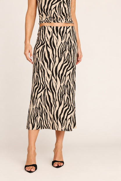 Emma Midi Skirt - Zebra Print