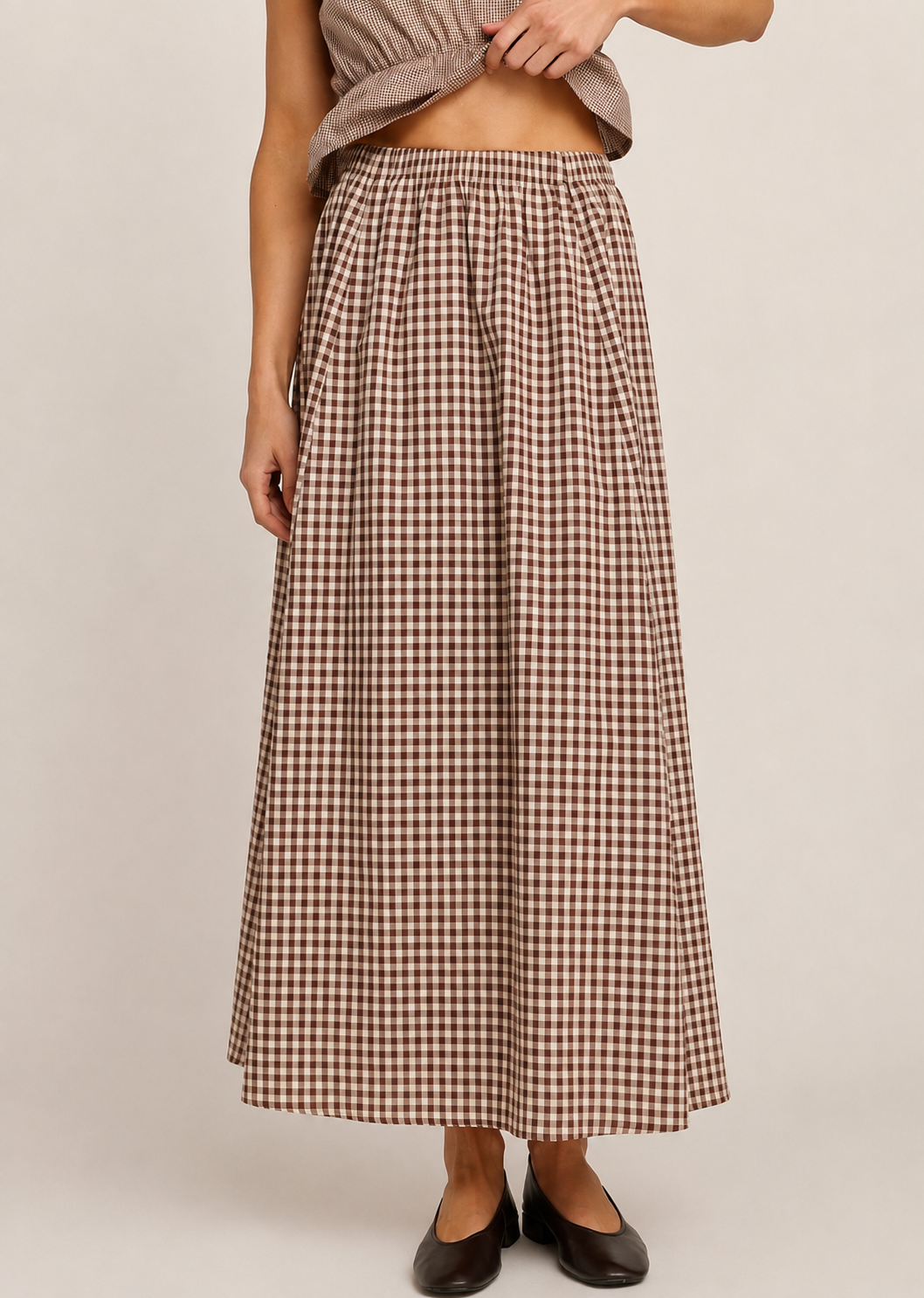 Emma Maxi Skirt  -  Brown Plaid