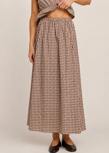 Emma Maxi Skirt  -  Brown Plaid