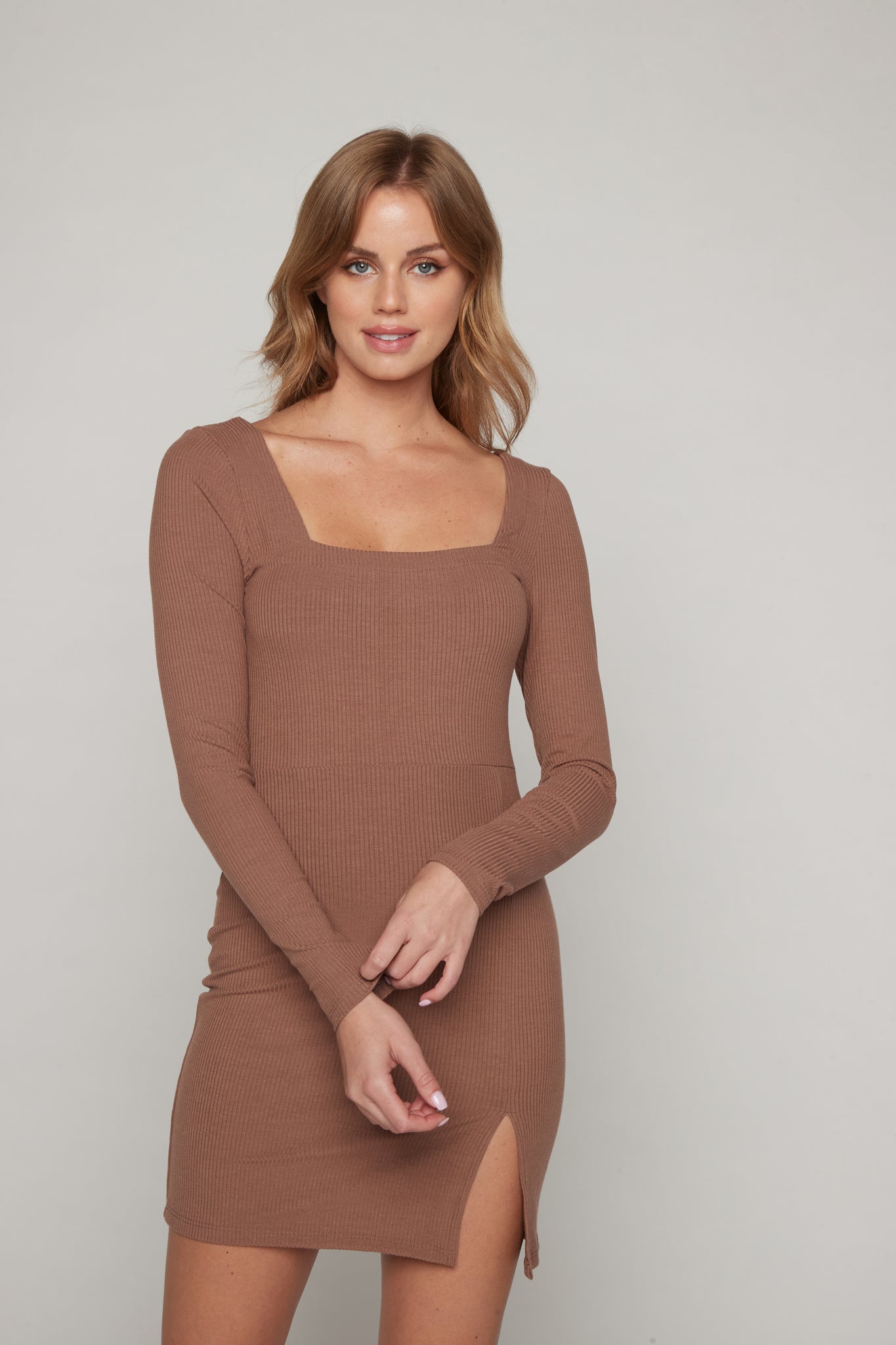 Emilia Mini Rib Dress - Mocha