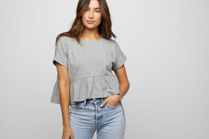 Ruffle Tee - Grey - Made in USA