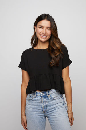 Ruffle Tee - Black - Made in USA
