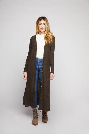 Maxi Waffle Cardigan  - Almond