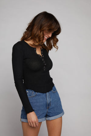 Waffle Henley - Black