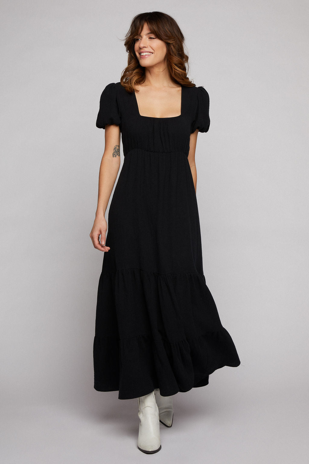 Raya Cotton Maxi Dress - Black