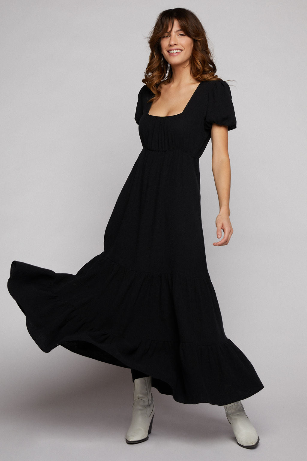 Raya Cotton Maxi Dress - Black