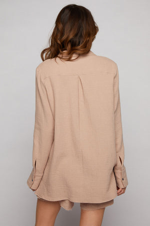 Rim Button Down Shirt - Taupe