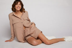Rim Button Down Shirt - Taupe