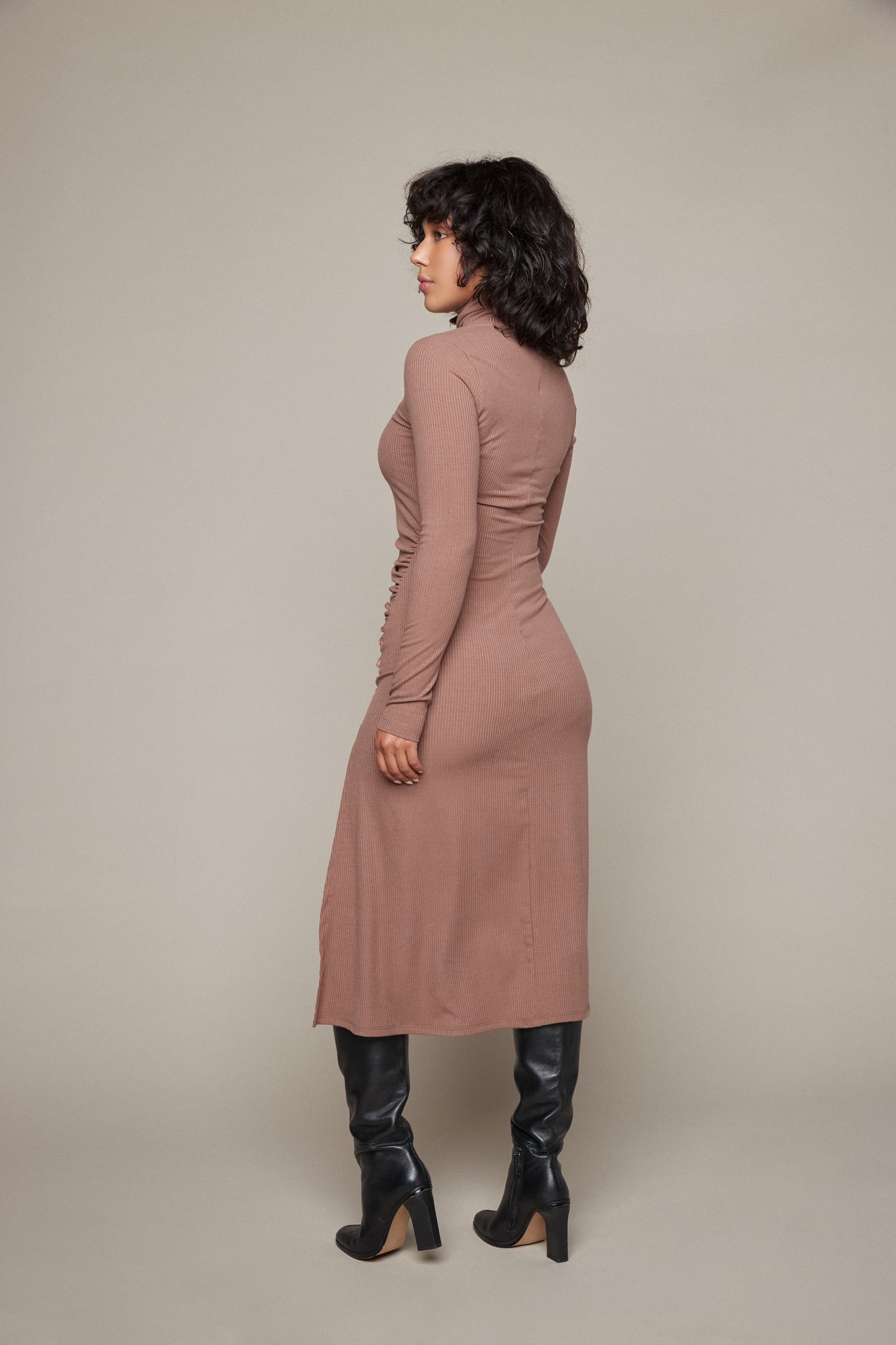 Sophie Rib Dress - Mocha
