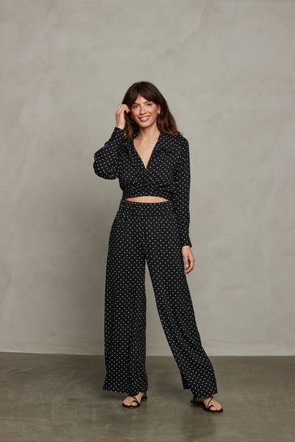 Rhea Wide Leg Pant - Polka Dot