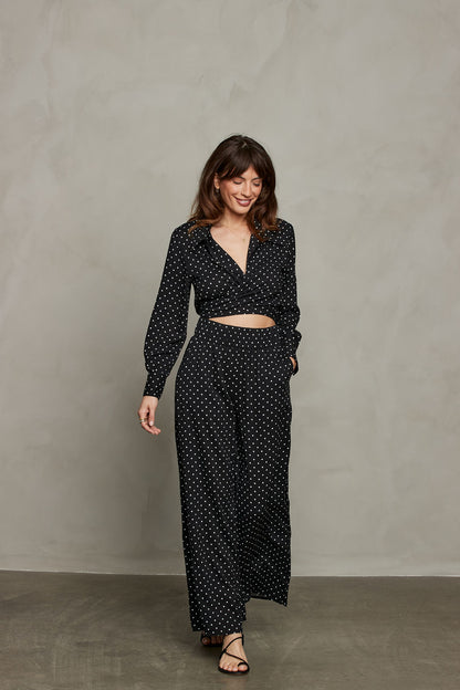 Rhea Wide Leg Pant - Polka Dot