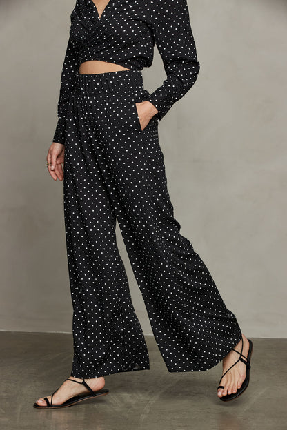 Rhea Wide Leg Pant - Polka Dot