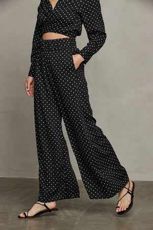 Rhea Wide Leg Pant - Polka Dot