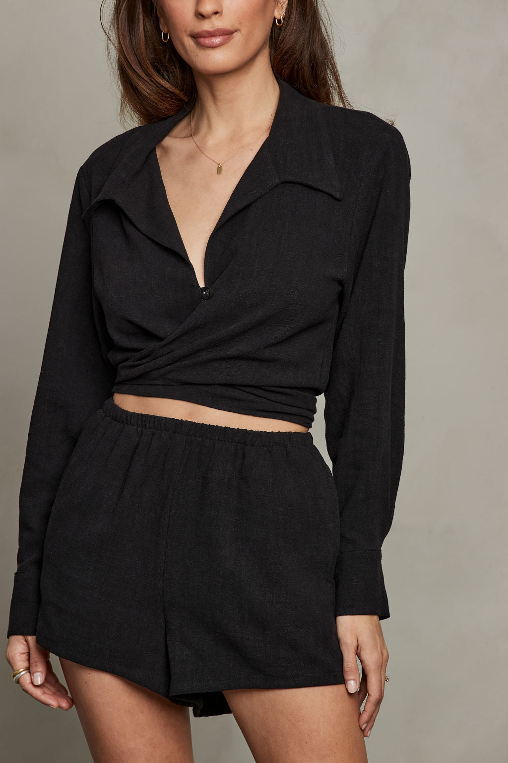 Rhea Wrap Top - Black