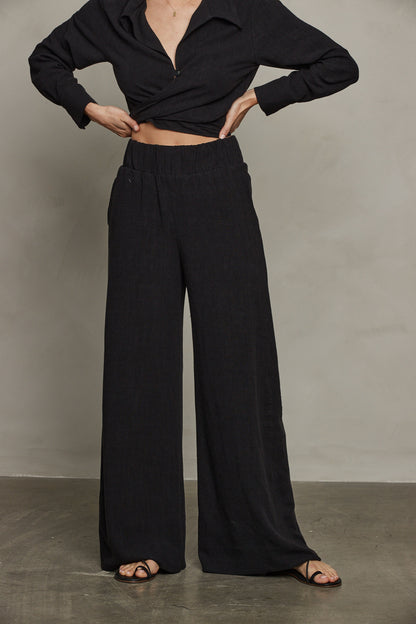 Rhea Wide Leg Pant - Black