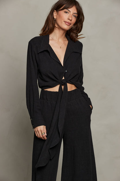Rhea Wrap Top - Black