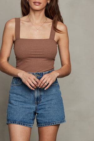 Aura Rib Tank Top - Mocha