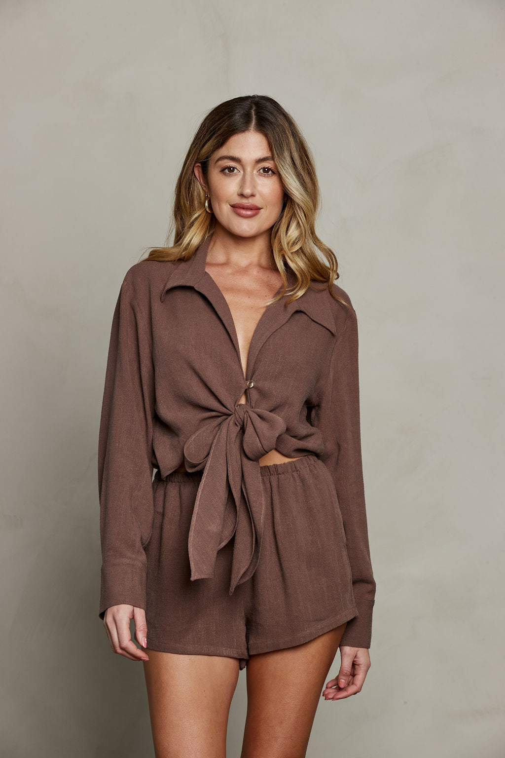 Rhea Wrap Top - Brown