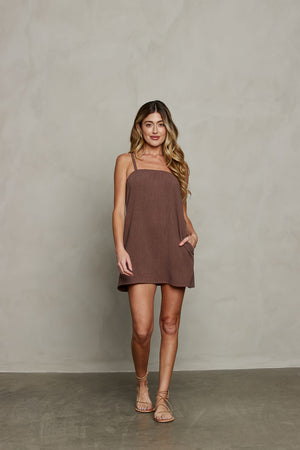 Gaia Mini Dress - Brown
