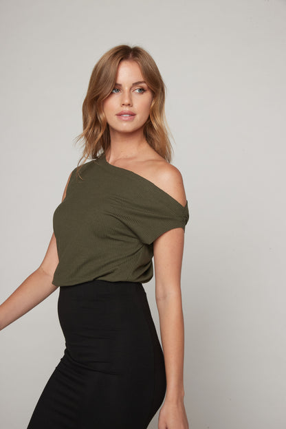 Drop Shoulder Top - Olive