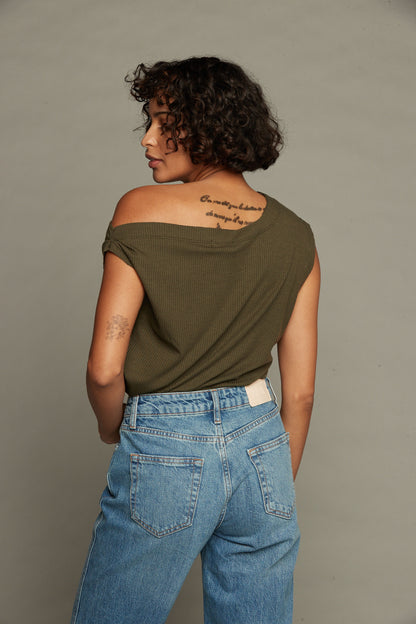 Drop Shoulder Top - Olive