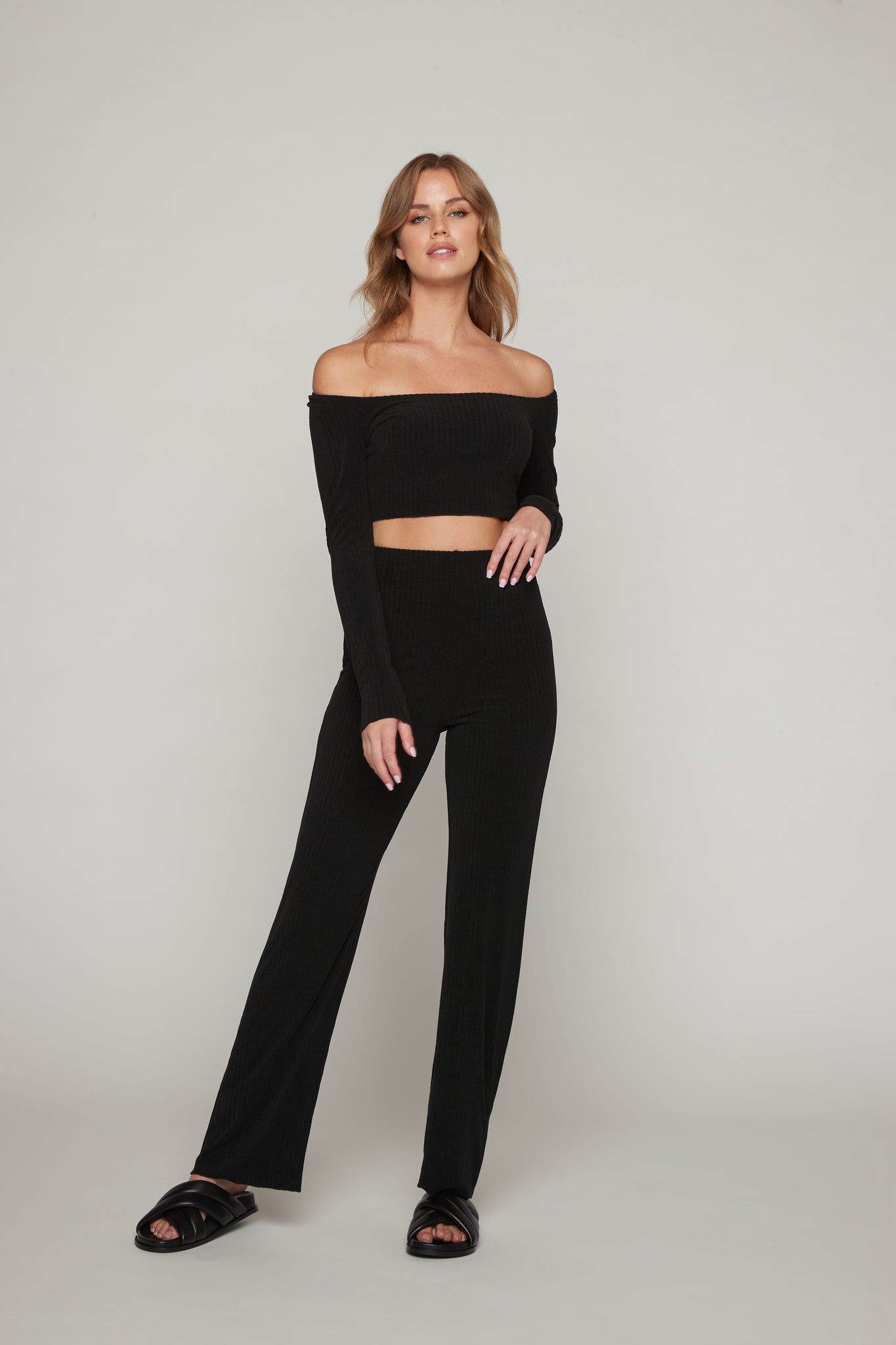 Ariella Terry Rib Top - Black